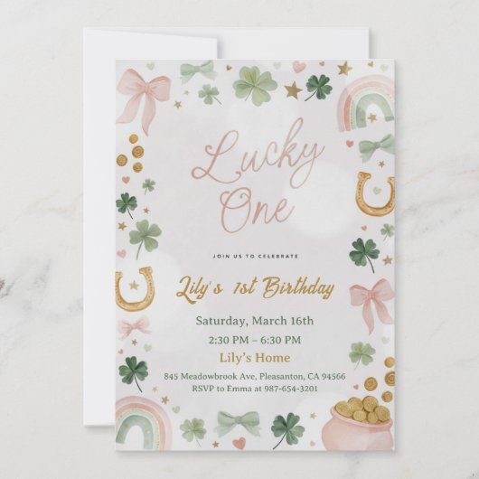 Lucky One 1st Birthday Invitation (Devant)