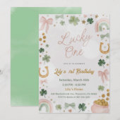 Lucky One 1st Birthday Invitation (Devant / Derrière)
