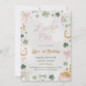 Lucky One 1st Birthday Invitation Kaart (Voorkant)