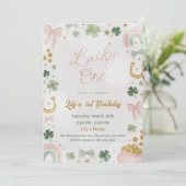 Lucky One 1st Birthday Invitation Kaart (Staand voorkant)