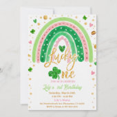 Lucky One 1st Birthday Invitation Kaart (Voorkant)