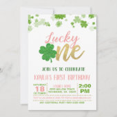 Lucky One Birthday Invitation - Girl Kaart (Voorkant)