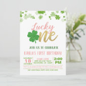 Lucky One Birthday Invitation - Girl Kaart (Staand voorkant)