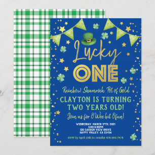 Lucky One Boy 1st Birthday St Patrick's Day Party Kaart