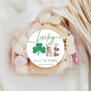 Lucky One Eerste Verjaardag Shamrock Foto Sticker