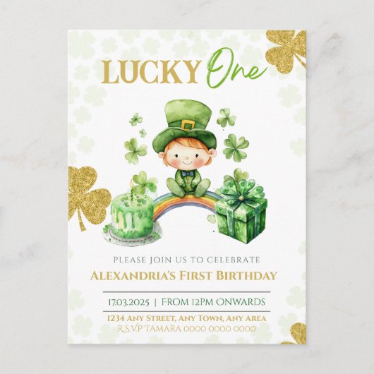 Lucky One Eerste Verjaardag St Patricks Briefkaart (Voorkant)