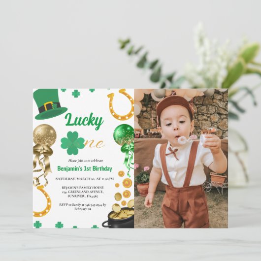 Lucky One Eerste Verjaardag St Patrick's Day Jonge Kaart (Staand voorkant)