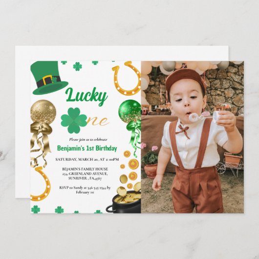 Lucky One Eerste Verjaardag St Patrick's Day Jonge Kaart (Voorkant / Achterkant)