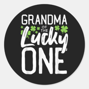 Lucky One First Birthday Grandma Family St. Patric Ronde Sticker