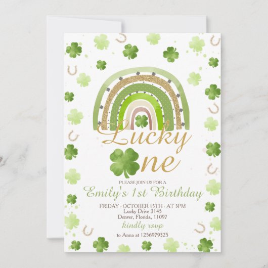 Lucky One First Birthday Invitation (Devant)