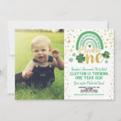 Lucky One First Birthday St Patrick's Day Foto Kaart (Voorkant)
