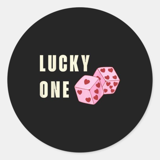 Lucky One Heart Dice Couples Matching Valentines D Ronde Sticker (Voorkant)