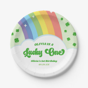 Lucky One Lucky Charm Rainbow 1e verjaardagsfeestj Papieren Bordje