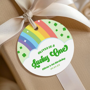 Lucky One Lucky Charm Regenboog 1e Verjaardagsfees Bedankjes Labels