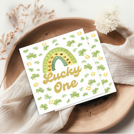 Lucky One Rainbow Birthday Shamrock Napkins Servet