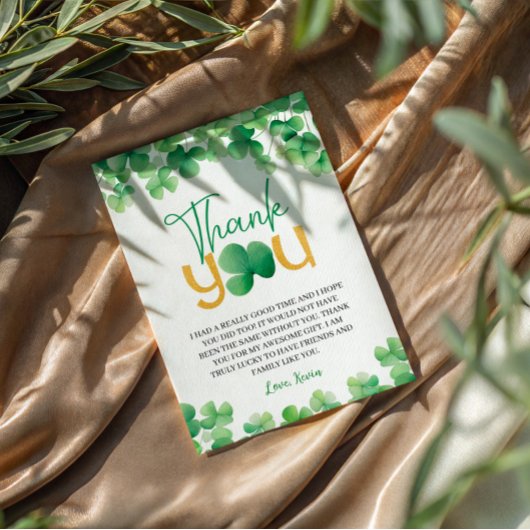 Lucky One Shamrock Anniversaire Carte de remerciem