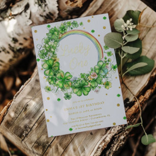 Lucky One   St. Patrick's Day 1st Birthday Folie Uitnodiging