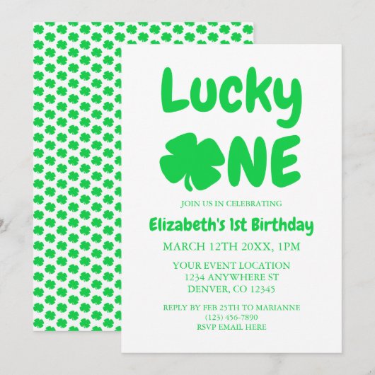 Lucky One St Patrick's Day 1st Birthday Kaart (Voorkant / Achterkant)