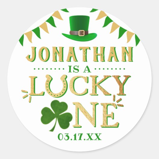 Lucky One St. Patrick's Day 1st Birthday Ronde Sticker (Voorkant)