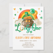 Lucky One St. Patrick's Day Boy First Birthday Inv Kaart (Voorkant)