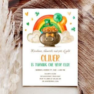 Lucky One St. Patrick's Day Boy First Birthday Inv Kaart