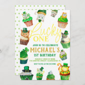 Lucky One | St. Patrick's Day Cupcake 1st Birthday Kaart (Voorkant / Achterkant)