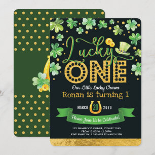 Lucky One St. Patrick's Day Shamrock 1st Birthday Kaart