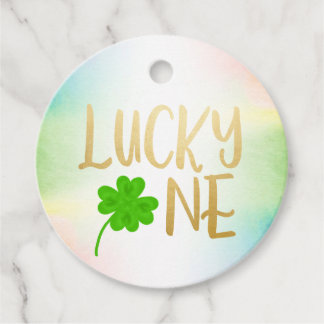 Lucky one St. Patricks Day shamrock Round Bedankjes Labels