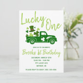 Lucky One, St. Patrick's Day Truck First Birthday Kaart (Staand voorkant)