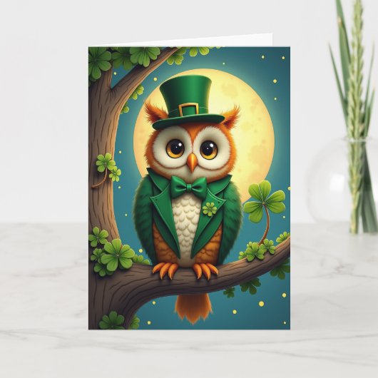 Lucky Owl St Patricks Day Card Kaart (Voorkant)