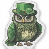 Lucky Owl St. Patrick's Day Sticker (Voorkant)