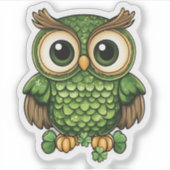 Lucky Owl St. Patrick's Day Sticker (Voorkant)