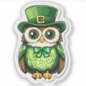 Lucky Owl St. Patrick's Day Sticker (Voorkant)