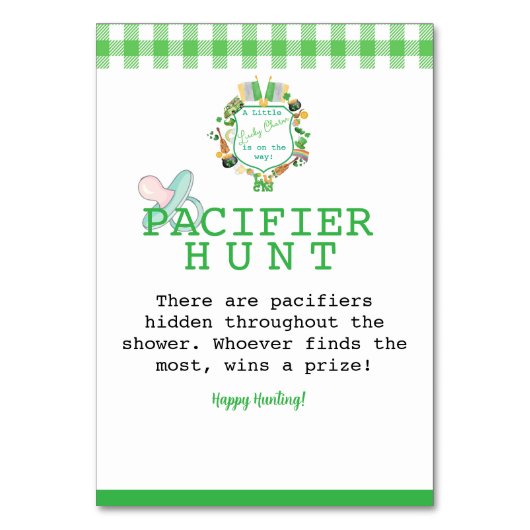 Lucky Pacifier Hunt Baby shower spel Kaart (Voorkant)