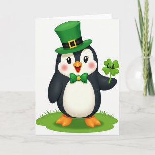 Lucky Penguin Groene Hoedkaart Kaart