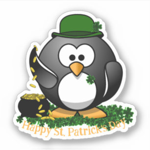 Lucky Penguin St. Patrick's Dag Sticker