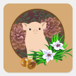 Lucky Pig Vierkante Sticker