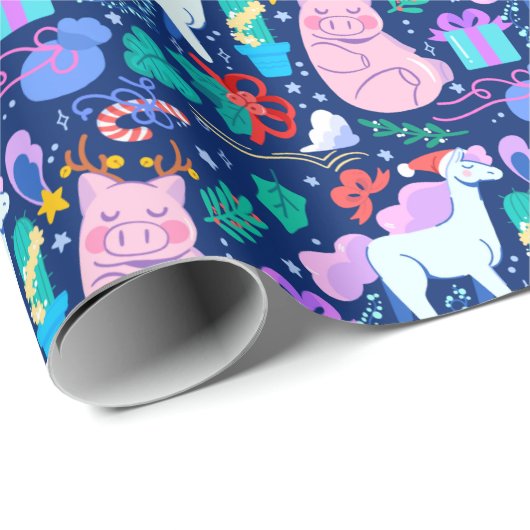 Lucky Pigs en Unicorns Cadeaupapier (Rol Hoek)