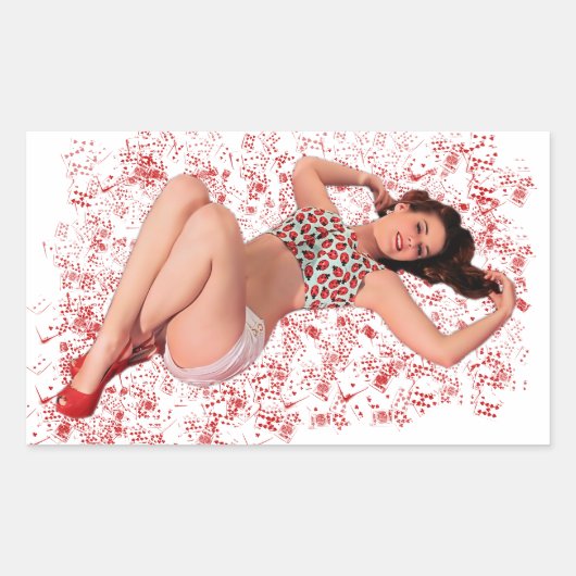 Lucky Pin Up Rechthoekige Sticker (Voorkant)