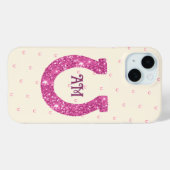 Lucky Pink Glitter Hoefijzer Naam Initialen Case-Mate iPhone Case (Achterkant (horizontaal))
