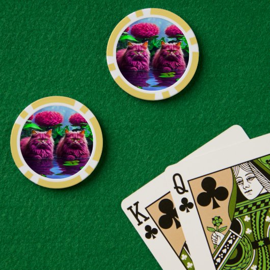 Lucky Poker Chips for Cat Lovers (Pokertafel (Dubbel))