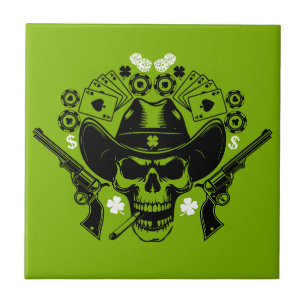 Lucky Poker Skull Tegeltje