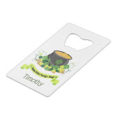 Lucky pot goud kredietkaart flessenopener (Voorkant Gekanteld)