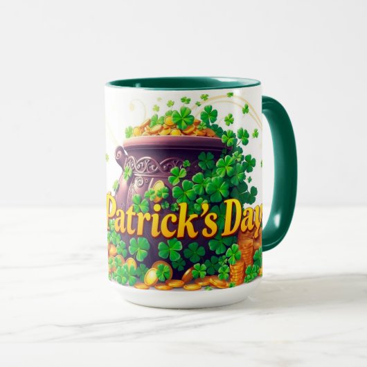 Lucky Pot of Gold Centered Shamrock Illustration Mok (Voorkant rechts)