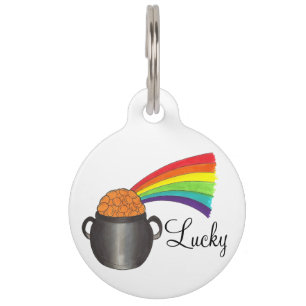 Lucky Pot of Gold Rainbow Personalized Pet Dog Lab Huisdierpenning