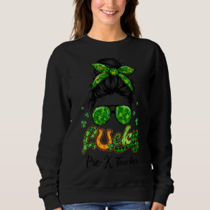 Lucky Prek Teacher Patricks Day Bun Hair Pset Sh Trui