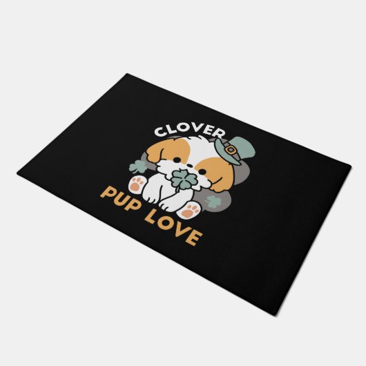 Lucky Pup met Klaver - St. Patrick's Day Gift Deurmat (Schuin)