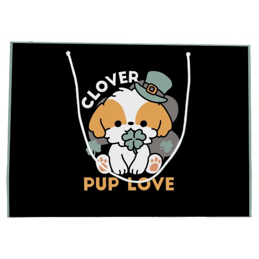 Lucky Pup met Klaver - St. Patrick's Day Gift Groot Cadeauzakje (Achterkant)