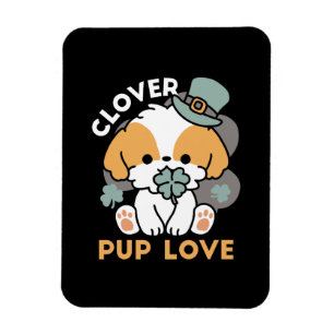 Lucky Pup met Klaver - St. Patrick's Day Gift Magneet