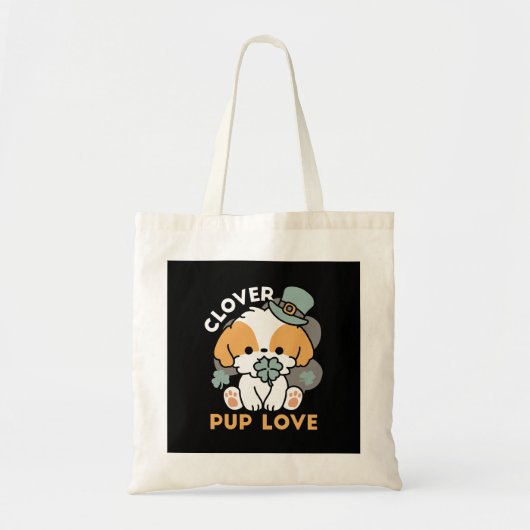 Lucky Pup met Klaver - St. Patrick's Day Gift Tote Bag (Voorkant)
